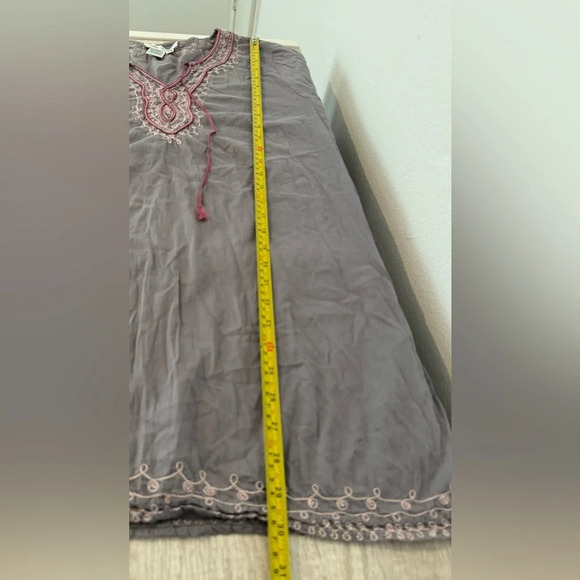 Ulla Popken Grey Embroidered Boho Artsy Tunic Lightweight Cotton Sz 16/18 - Picture 4 of 8